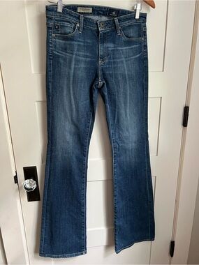 Ag Adriano Goldschmied Women's Stevie Mid Rise Boot Cut Jeans in Dark Blue Wash